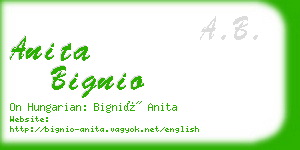 anita bignio business card